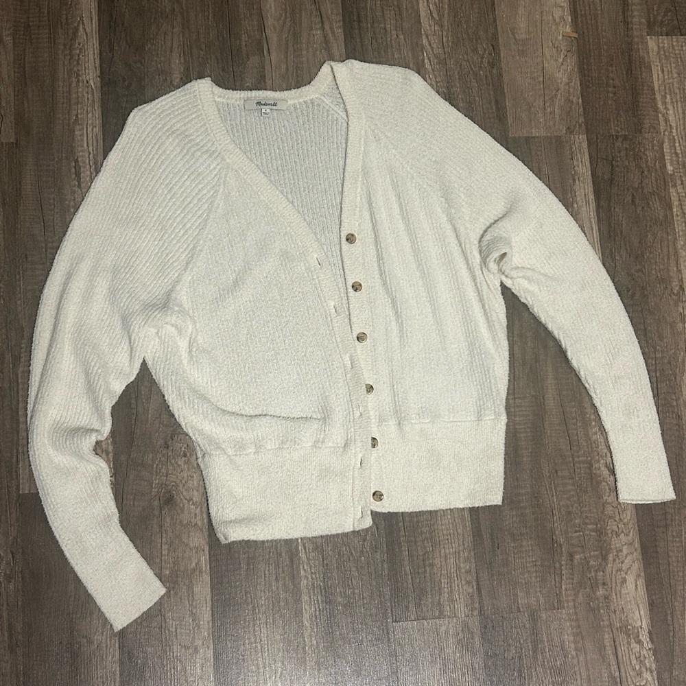 White Madewell Cardigan Button Down Tortoise Shell Buttons